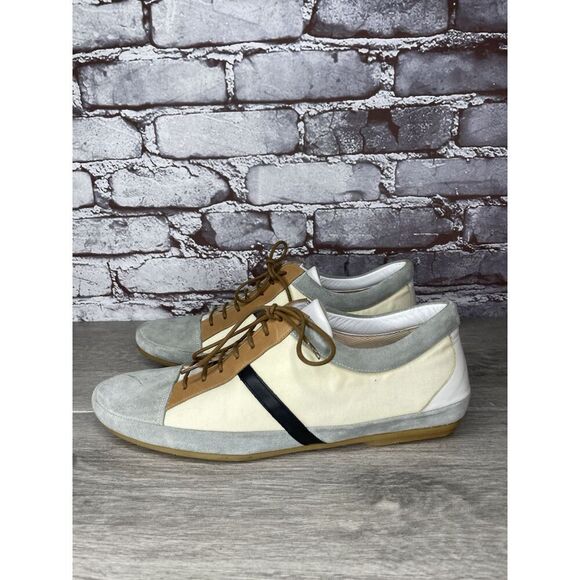 Gorg Blau Cream Canvas Grey Suede Brown Leather Lace Up Oxfords Women Sz 40.5EU - Picture 1 of 16